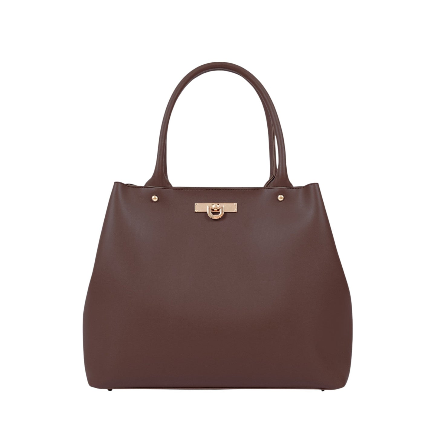 Brown Zipper With Short Handle Bag