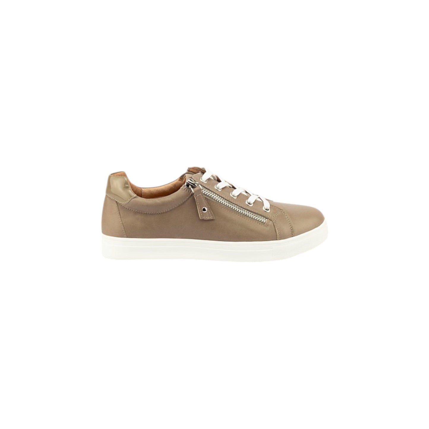 Extra-Wide Leather Women's Sneakers with Zip and Lace Removable Insole