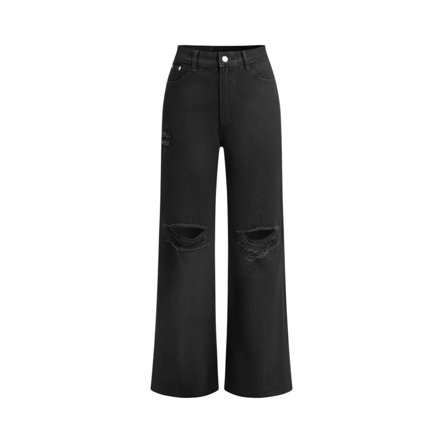 Women’s Solid Cut-Out Ripped Jeans Fitted Denim with Low Stretch