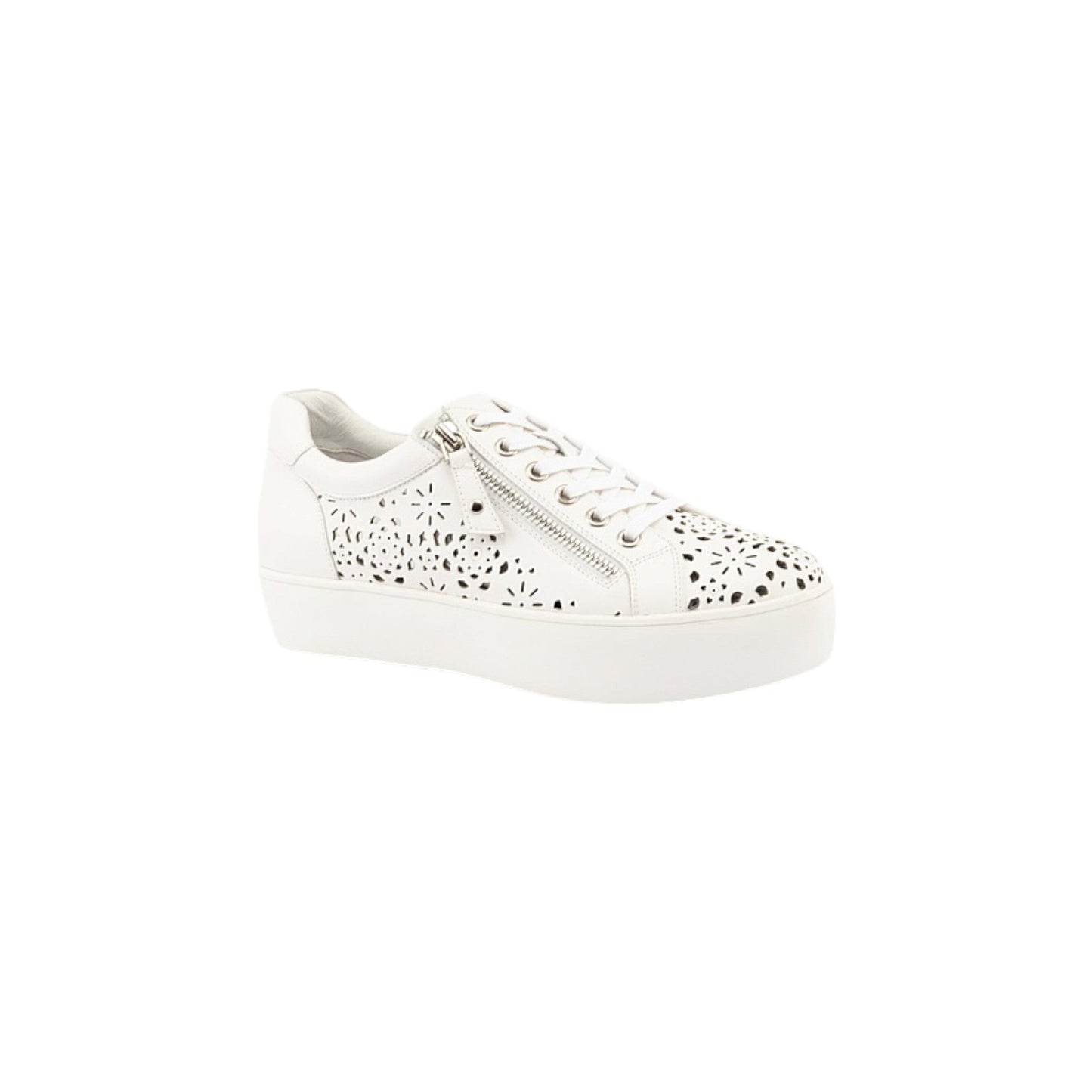 Leather Sneakers with Zip and Lace Fastening Arch Support & Removable Insole