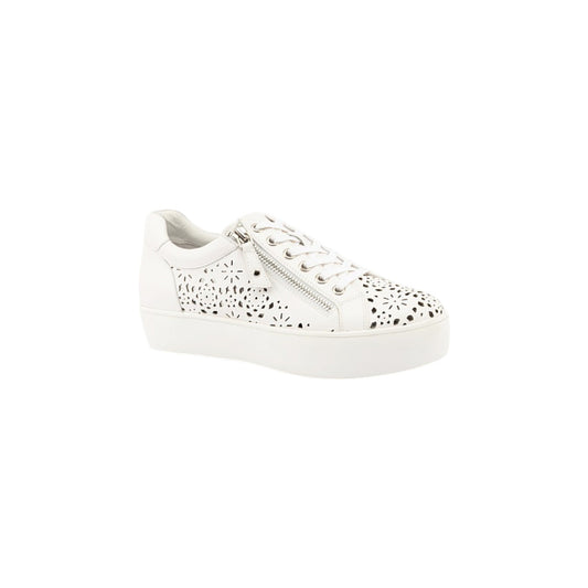 Leather Sneakers with Zip and Lace Fastening Arch Support & Removable Insole