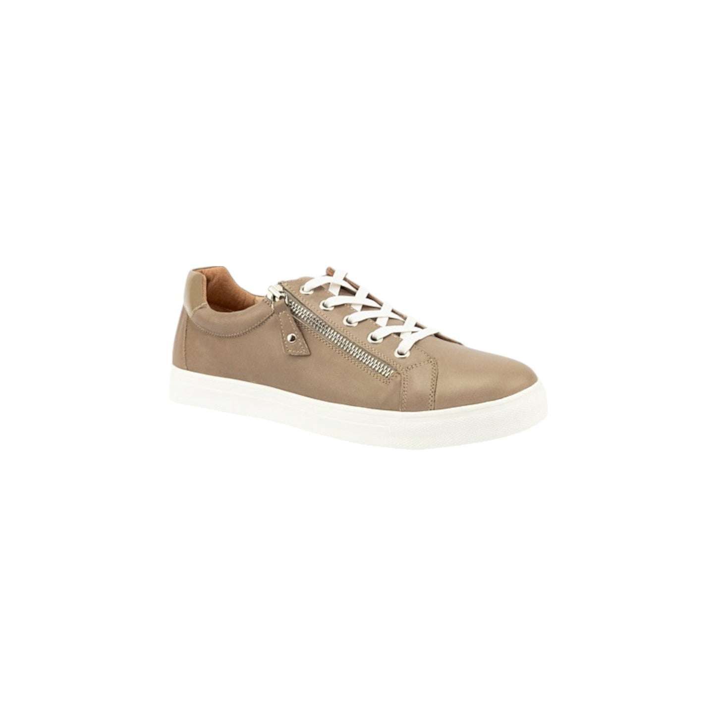 Extra-Wide Leather Women's Sneakers with Zip and Lace Removable Insole