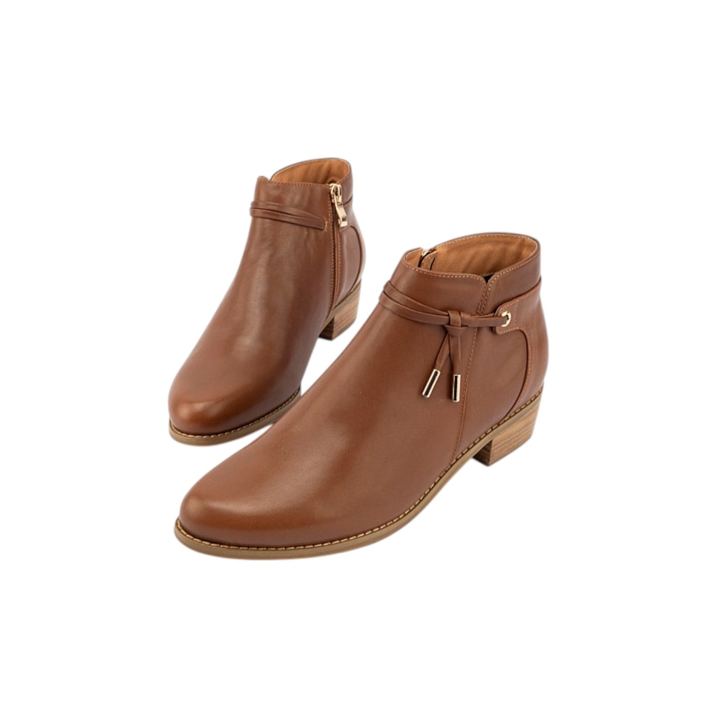 Leather Shoes with Arch Support and Block Heel Removable Insole