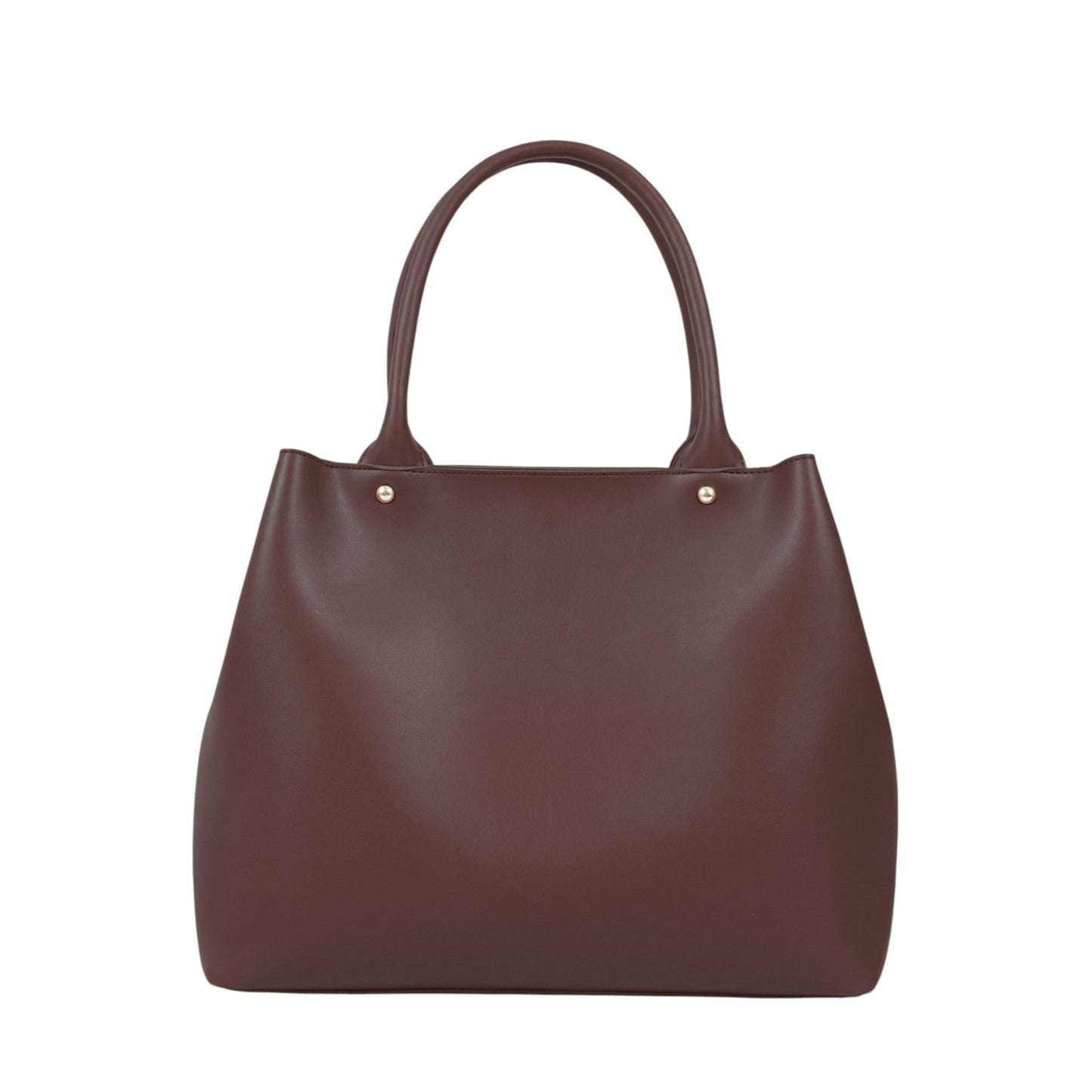Brown Zipper With Short Handle Bag