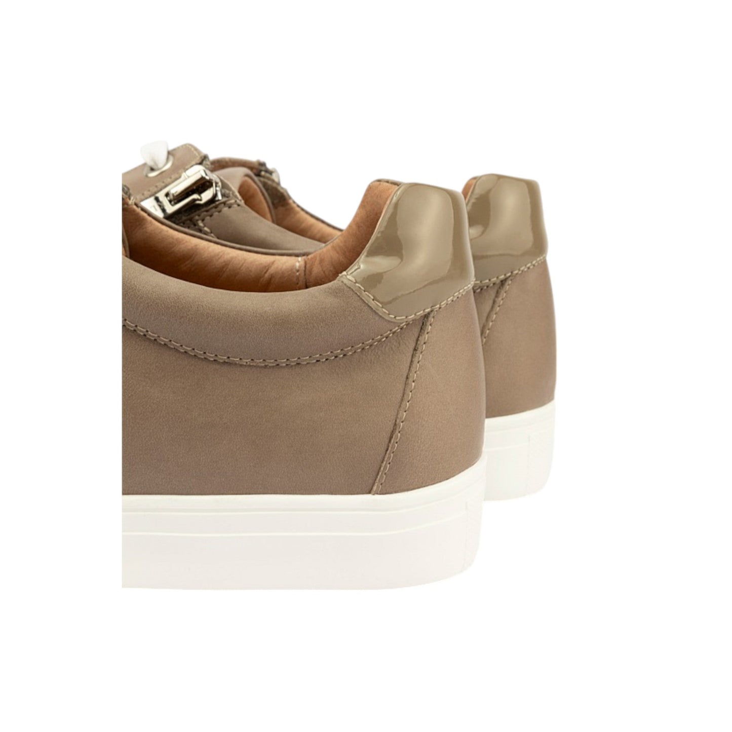 Extra-Wide Leather Women's Sneakers with Zip and Lace Removable Insole