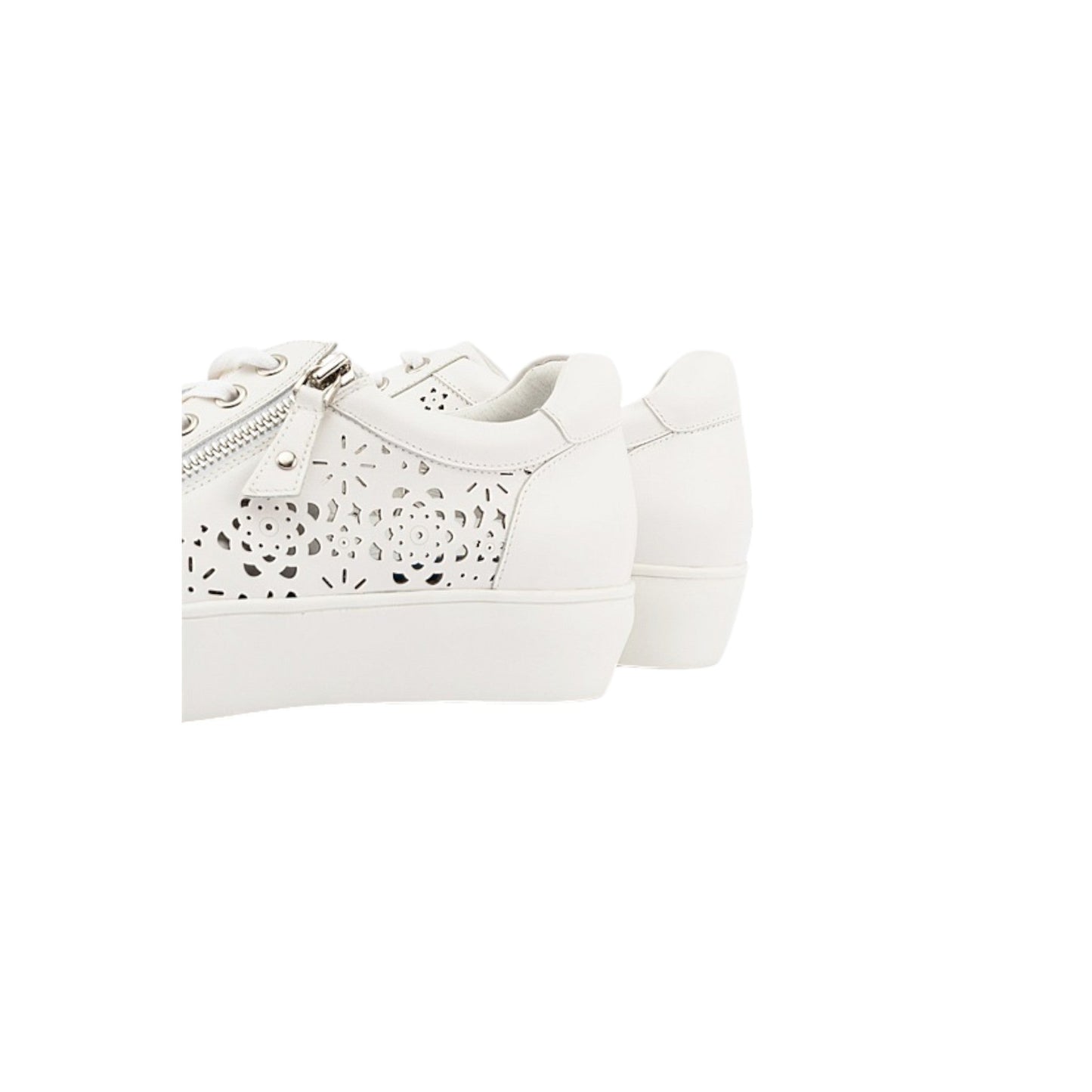 Leather Sneakers with Zip and Lace Fastening Arch Support & Removable Insole