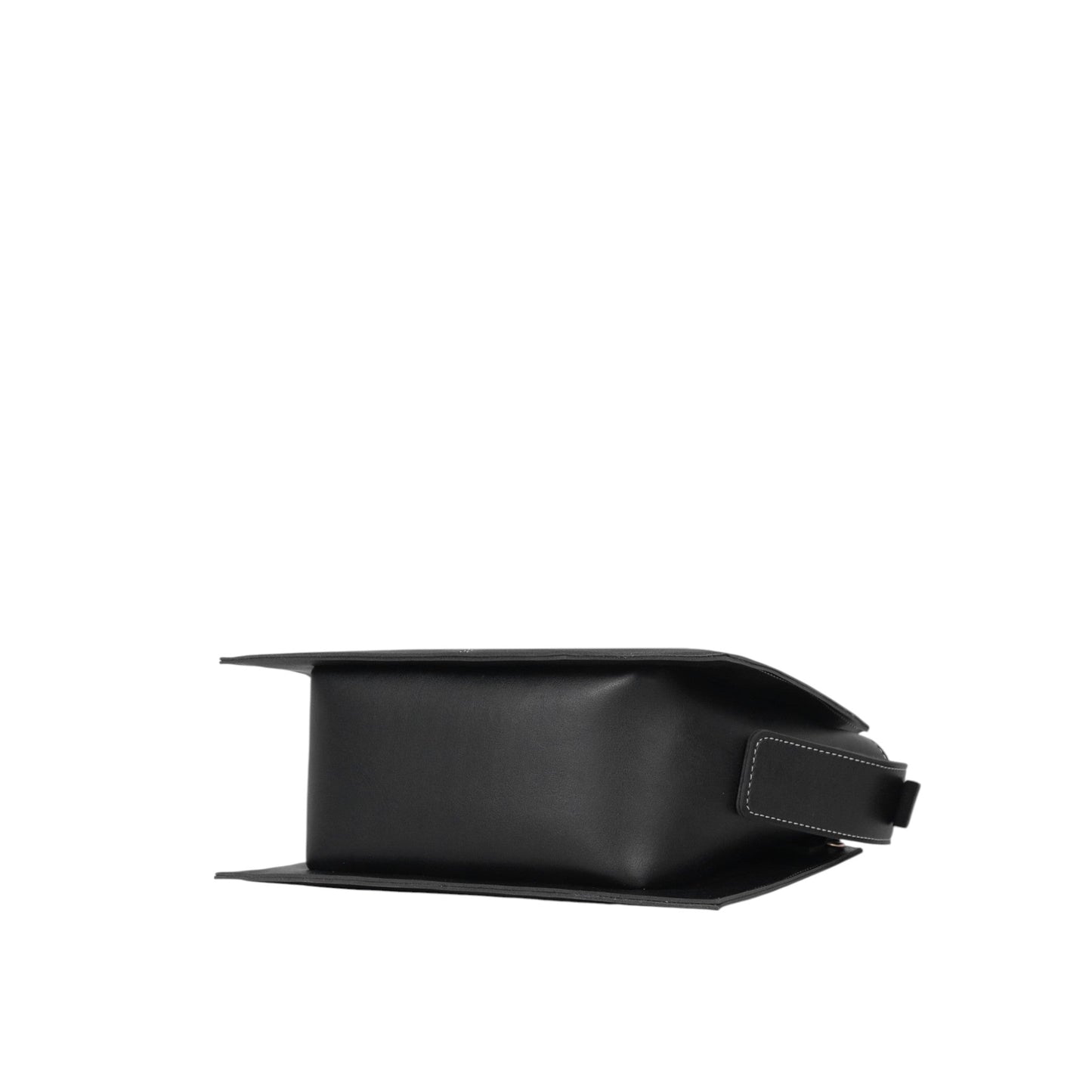 Black Leather Trapeze Top-Handle Bag