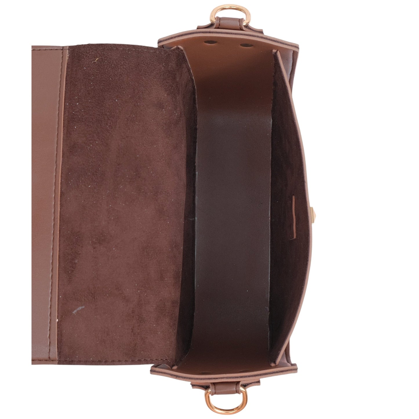 Brown Faux Leather Saddle Bag With Twist Lock