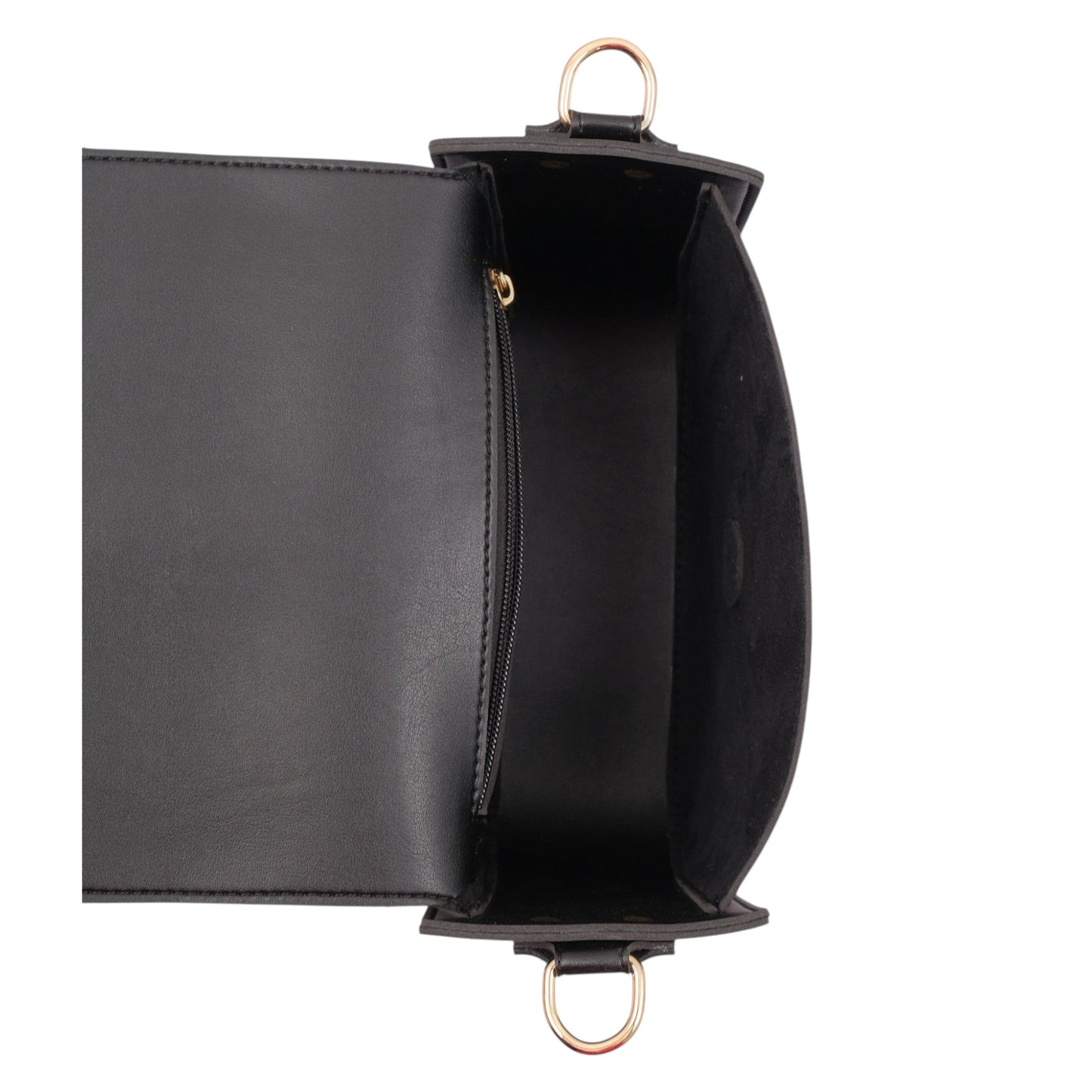 Black Faux Leather Along With Saddle Buckle Bag